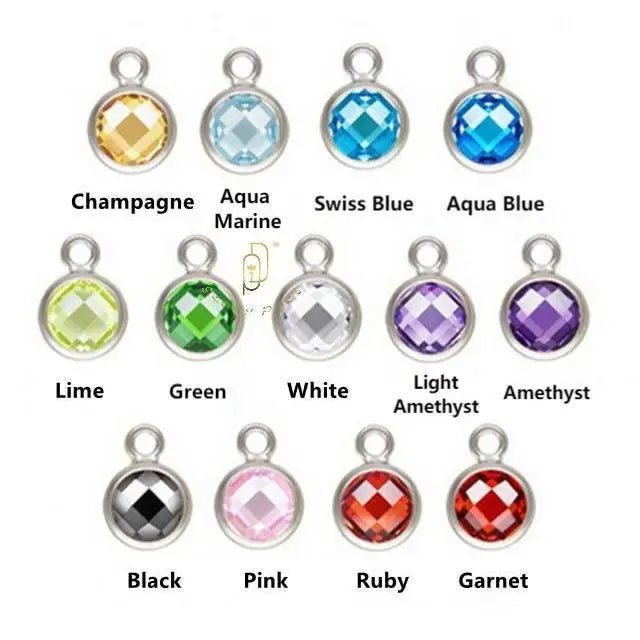 GP 4mm 6mm DSCB Birthstone Charms S925 3A CZ Bezel Drop Checkerboard Zircon for Permanent Jewelry Chains Making Necklace Pendant
