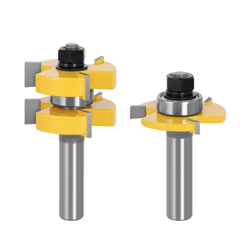 T Shaped Router Bit Set 45 Degree Tenon Joint Tool Shank Tongue and Groove Woodworking Milling Cutter for Easy Machining