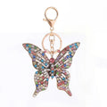 Women Car Bag Handbag Beautiful Pendant Keyring Accessories Charm Custom Crystal Butterfly Shiny Metal Keychain