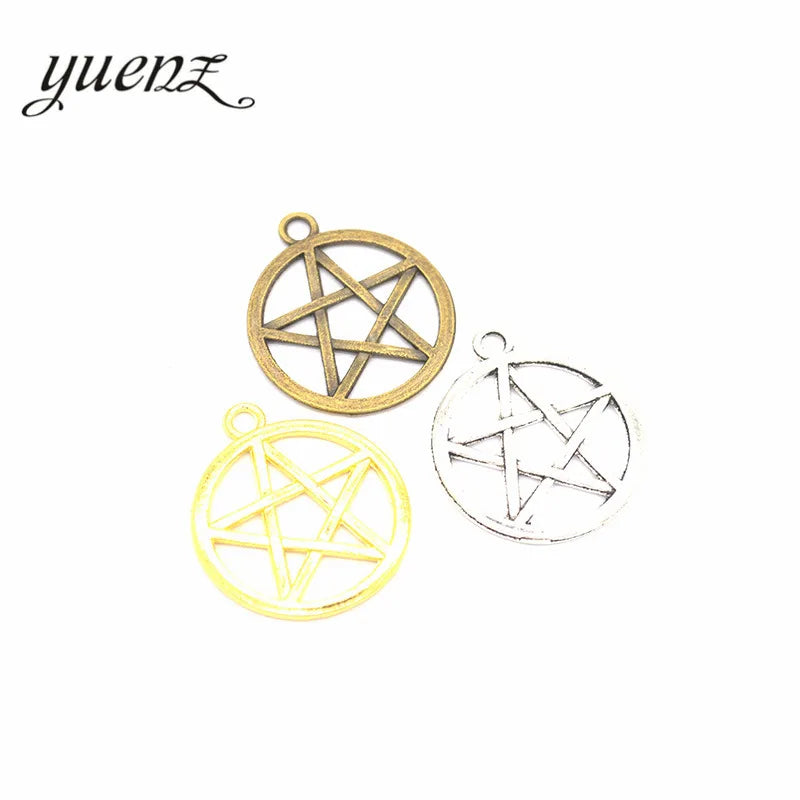 YuenZ 3 Color Antique Silver Color Star Charms Pendants for Jewelry Making DIY Handmade Craft 28*24mm L305