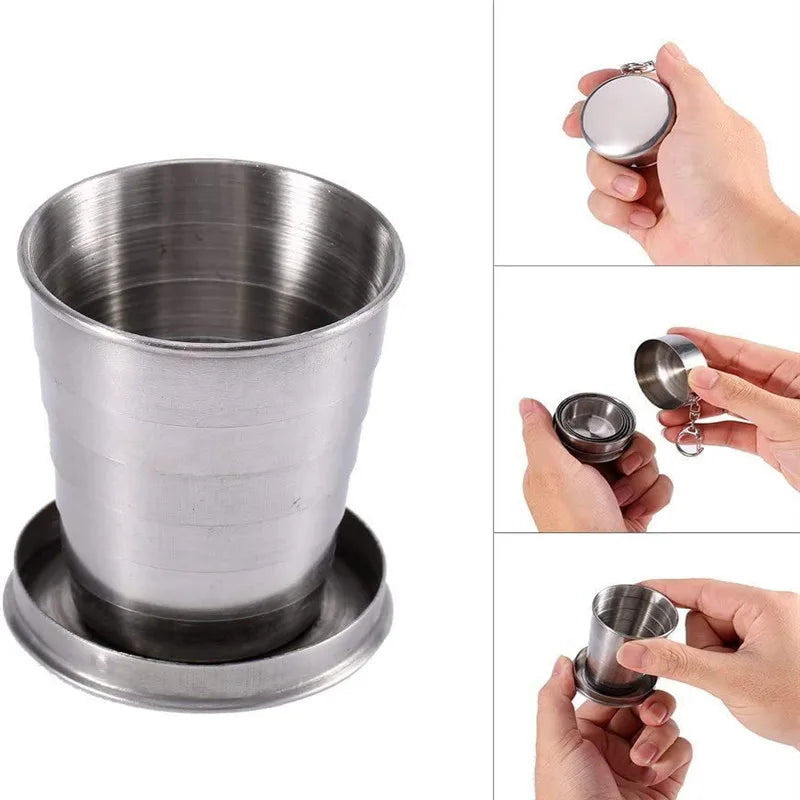 75ML 150ML 250ML 450ML Stainless Steel Folding Cup Stainless Steel Folding Retractable Cup Folding Cup Blackjack Teacups Teaware