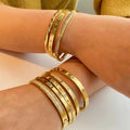 X129 Wholesale 18K Gold Plated Stainless Steel Cuff Bracelet Women Designer Bangle Cubic Zirconia Jewelry Star Bracelet