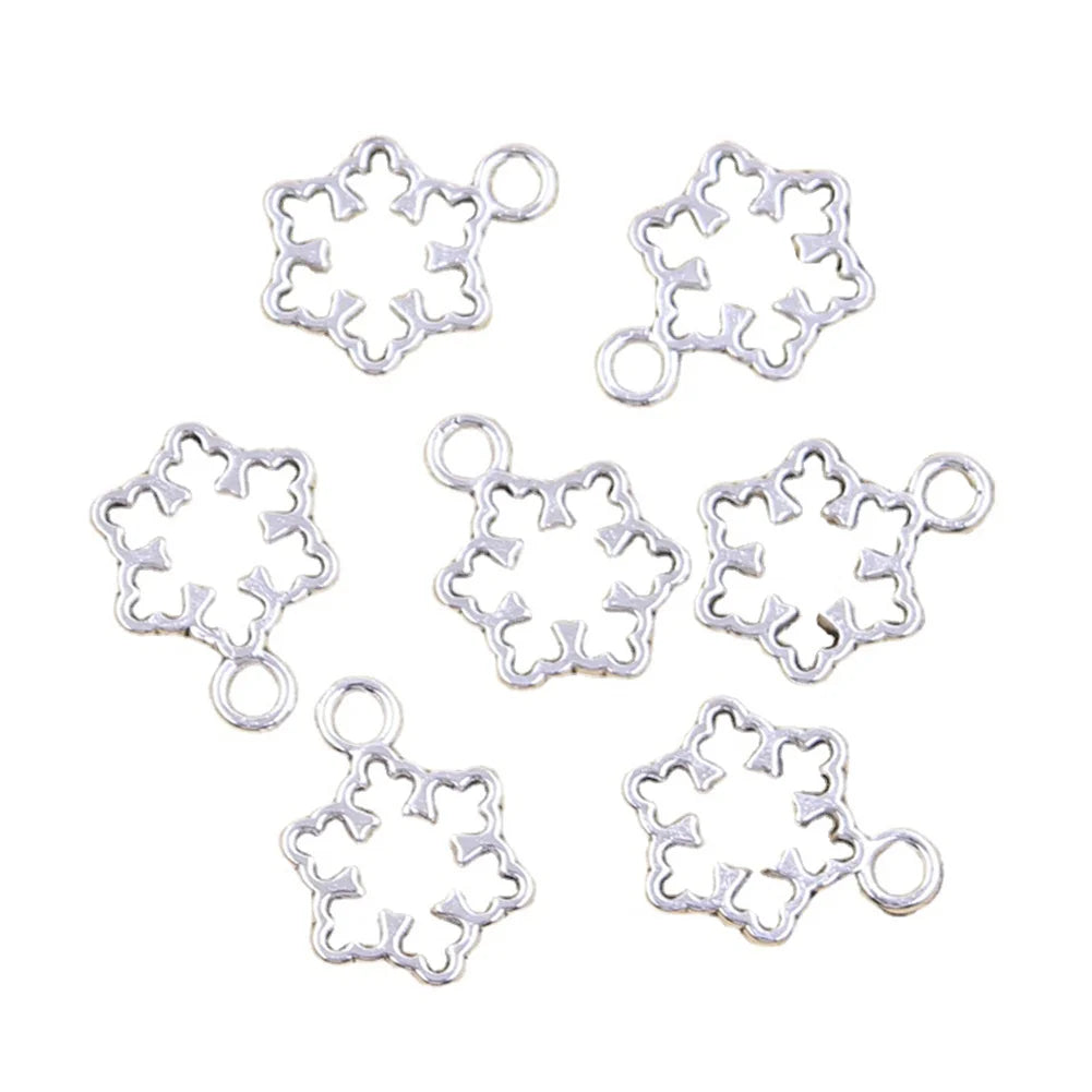 Charms Hollow Snow Snowflake 16x11mm Antique Bronze Silver Color Pendants DIY Making Findings Handmade Tibetan Jewelry