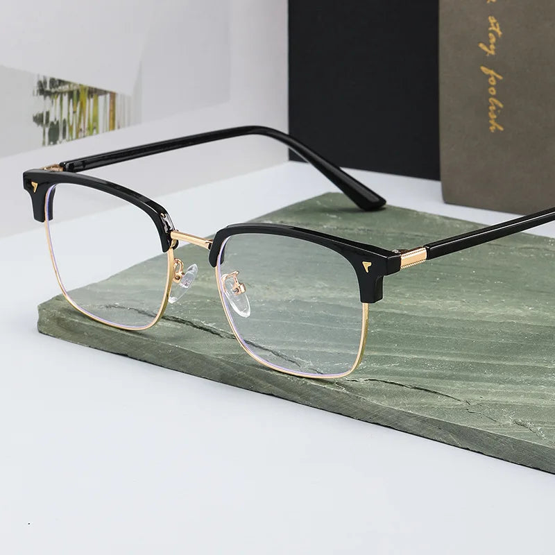 New Design Half Frame Shape Blocking Light Reading Computer Optical TR90 Eyewear Men/Women Anti Blue Light Square Eyeglasses