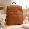 Top-Grade Quality PU Leather Unique Design Women's College Style Backpack New Arrival Vegan Leather Mommy Diaper Bag