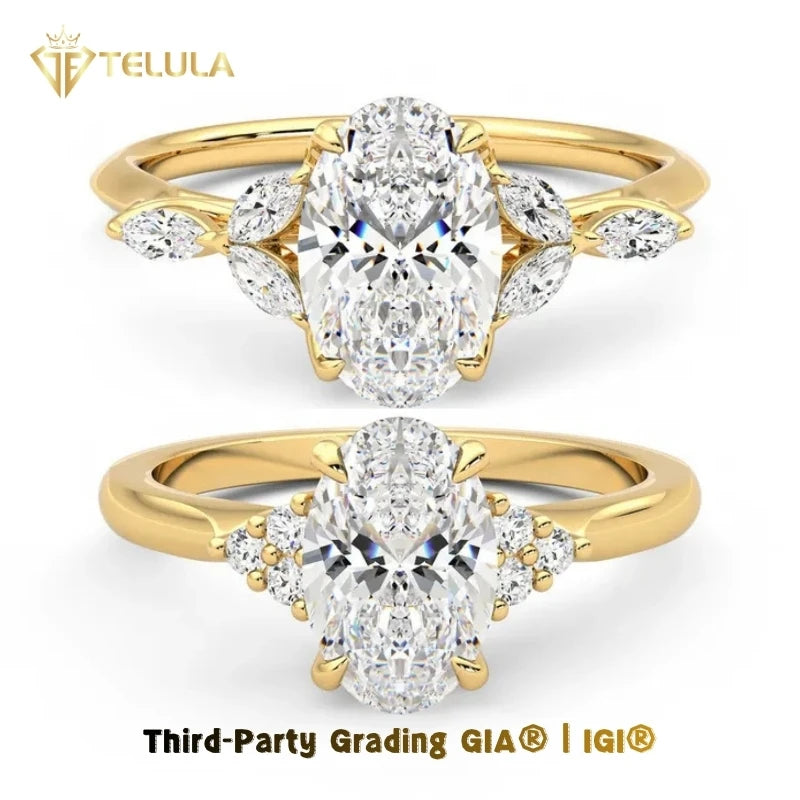 Custom Oval Cut 1 2CT Lab Diamond Rings IGI Certified Synthetic Diamond Ring 14K Soild Gold Lab Grown Diamond Ring