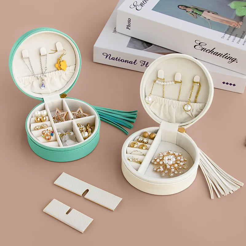 Popular Portable Travel Jewelry Storage Box with Tassel for Simple Earrings Necklace Ring for Everyday Use