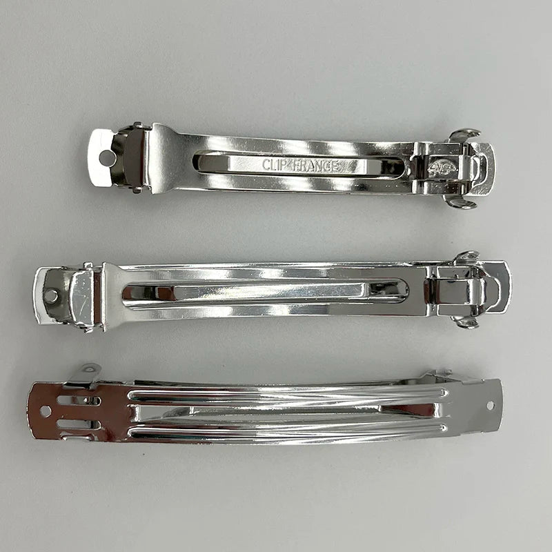 8.5cm 10cm Two Parts Metal French Barrettes Clip France Snap Hairgrips Empty Bar Automatic Hair Clips Accessories for Women DIY