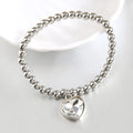 Simple Women Personalized Wholesale Jewelry 6mm Hematite Handmade Beaded Elastic Bracelet Crystal  Flower Heart Bracelet