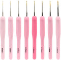 3 Kinds Colourful Soft Handle Gradient Pink Color Crochet Hook Set Knitting Needles Stitches Kit with PU Bag for DIY Needlework