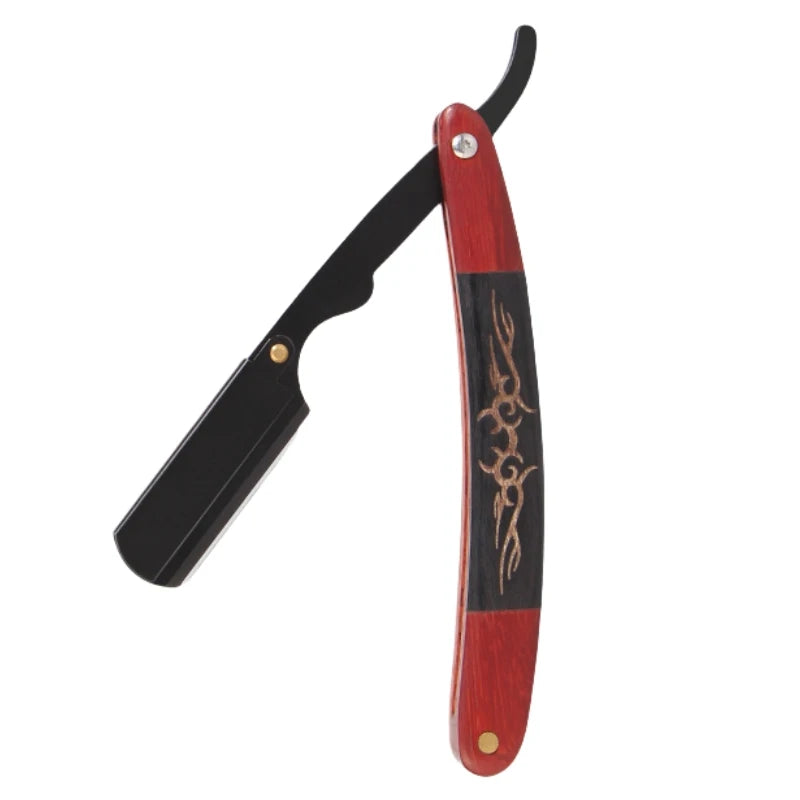 Classic Stainless Steel Wood Handle Barber Hair Removal Razor Knife Holder for Men Professional Manual Folding Shaving Razors