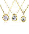 Daidan Women's 18K Gold Plated 925 Sterling Silver Necklace Trendy Water Drop Zirconia Geometric Pattern for Weddings Parties