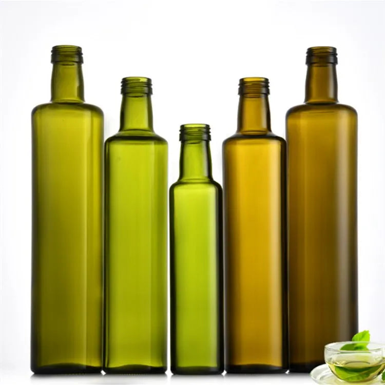 Bulk 250ml 500ml 750ml 1000ml square Shape and Round Shape  Glass Bottle Olive Oil Bottle