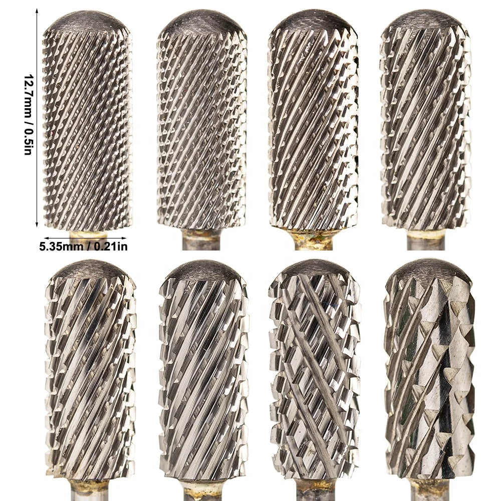 3/32" Cross Cut  5.35*12.7mm Small Barrel Smooth Top F M C 2XC 3XC 4XC 5XC Professional Safety Efile Nail Drill Bit Carbide