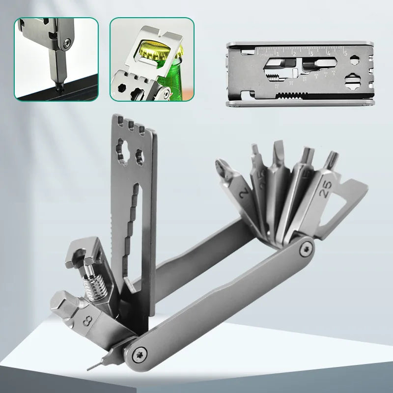 Stainless Steel Multi-function Bicycle Wrench Screwdriver Repair Tool Bicycle Portable Tool