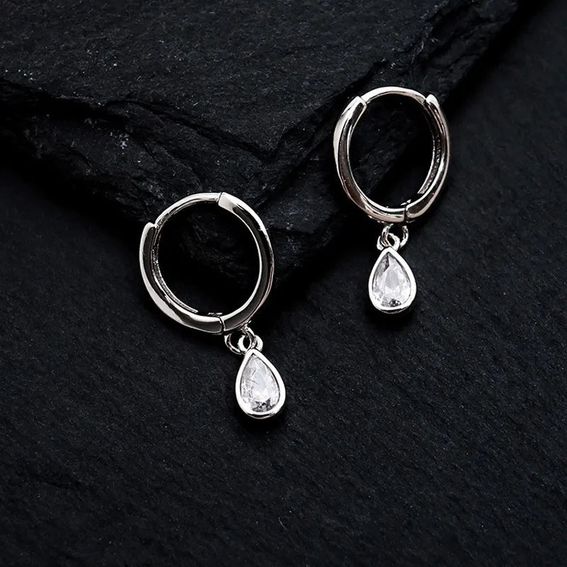 BASQUESUN Factory Wholesale Water Droplet Shaped Copper Inlaid with Zircon Earrings for Girls