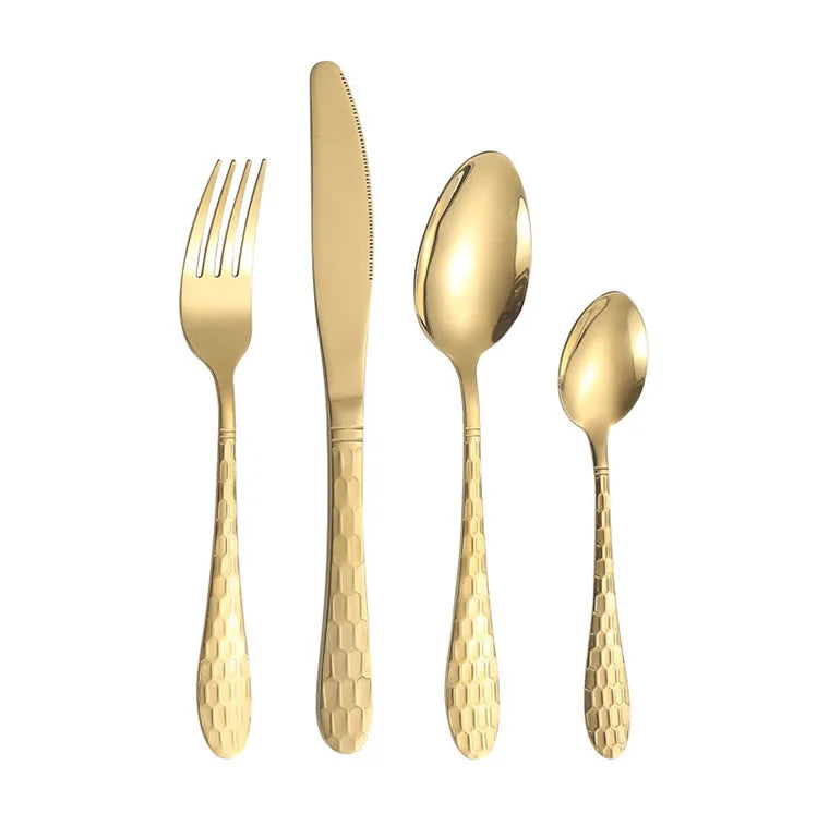 New Trending Product 2021 Premium Gold Plated Cutlery Set Stainless Steel Flatware Gold Spoons