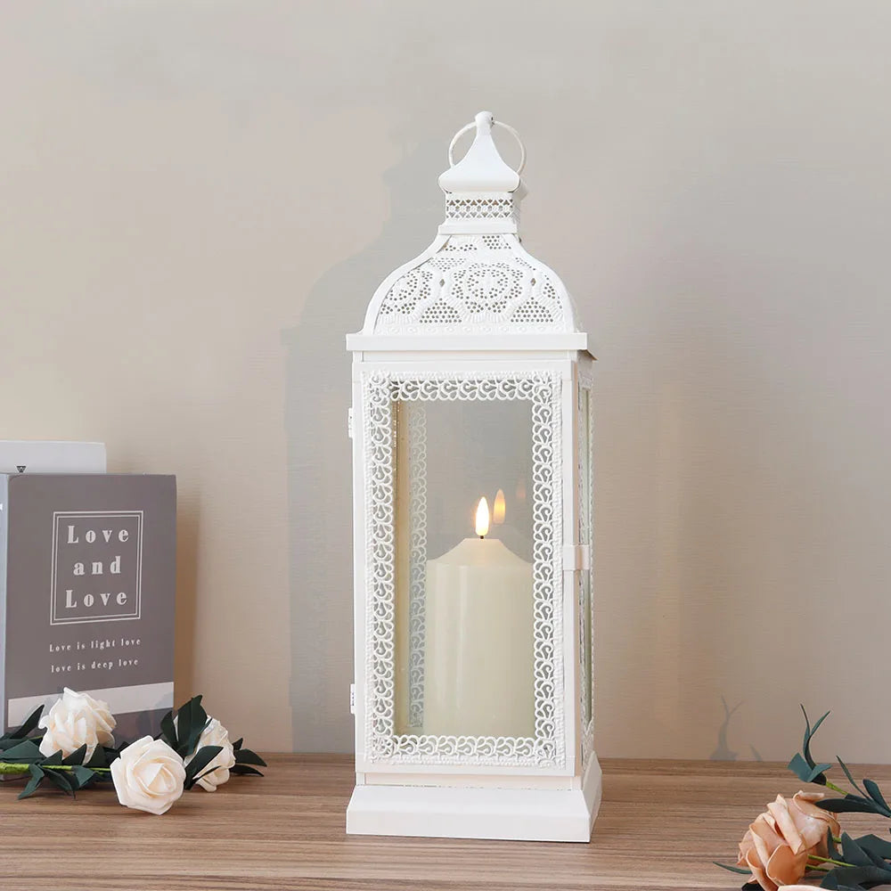 Iron Metal Candle Lantern Garden Hanging Pillar Candle Holder for Moroccan Wedding Party Home Decoration