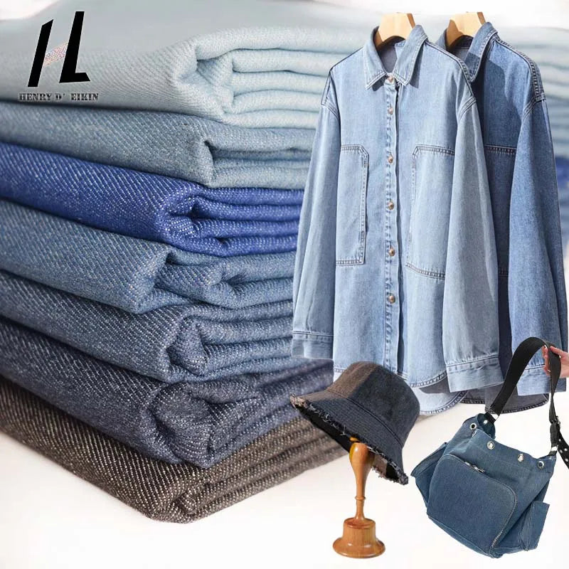 Henry Factory Wholesale Custom Washed  Woven Cotton Polyester Denim Fabric Material Jeans Fabric Roll for Jeans Workwear