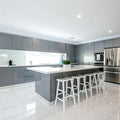 Modern Custom Modular Kitchen Cabinets High Gloss Lacquer Finish Grey 2pac Marble/Laminate/Resin Countertops for Sink Hinge
