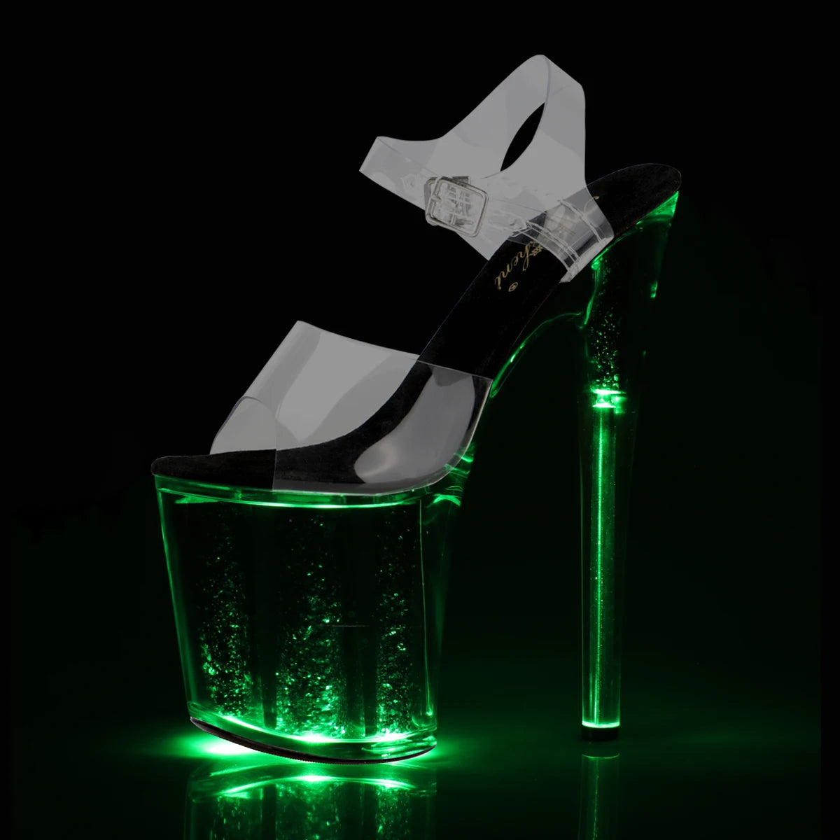 20cm Shallow Transparent Flash Peep Toe High Heels for Summer Elegant Gothic Pole Dance Catwalk Nightclub Stripper Anti-Slip