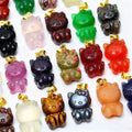 Mixed Natural Gemstone 2cm Mini Hello Kitty Crystal Pendant With 925 Sterling Silver Hook 45+5mm Stainless Steel Chain