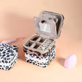 Small Leopard Print Square Travel Jewelry Storage Case Organizer Box
