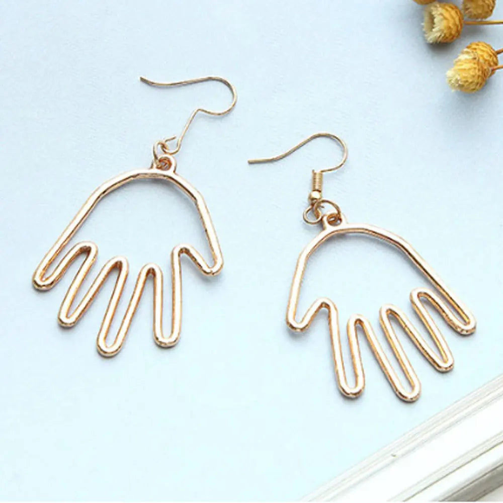 Alloy Gold and Silver Hasma Hand Hoop Dangle Earrings