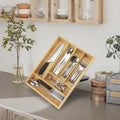 Bamboo Kitchen Drawer Organizer Flatware Cutlery Silverware Holder Box Wood Utensils Model Storage Organizer