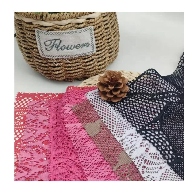 Jiede Manufacturer Gold Crochet Stretch Fabric Crochet Knit Mesh Lace Fabric Per Meter