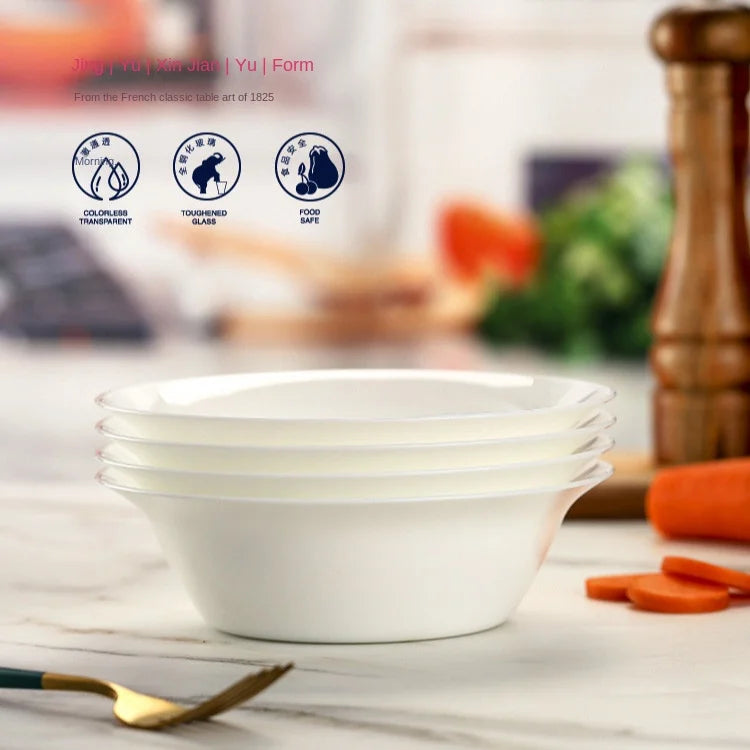Luminarc 18cm Tempered Glass Bowl Dinner Set Modern Thickened Barbecue Plate for Salads Desserts Meals Household Dinnerware