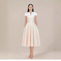2026 New V-neck Ruffle Long White Pommel Long Dress Elegant Fashion Women's Clothing Satin High Waist Tight Show Women's Dresses