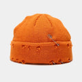 Gothic Distressed  Beanie Winter Knit Hats Trendy Metal Rings Pin Hip Hop  Skull Cap