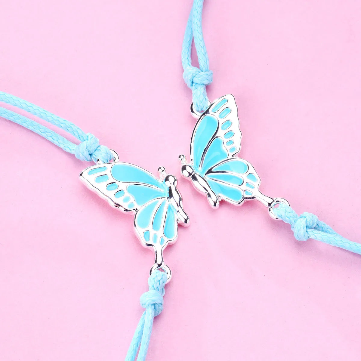 New Friendship Sister Butterfly Bracelets Boho Couple Colorful Wax Rope Handmade Adjustable Card Bracelet Women Pulseira Jewelry