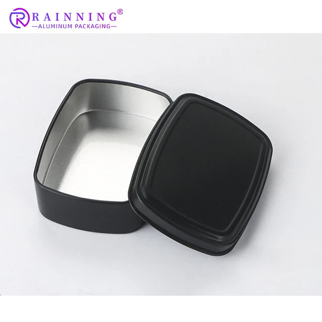 Wholesale 90ml 82x60x26mm Portable Storage Rectangle Square Matte Black Tea Tin Box Aluminum Jar Hand Soap Tin
