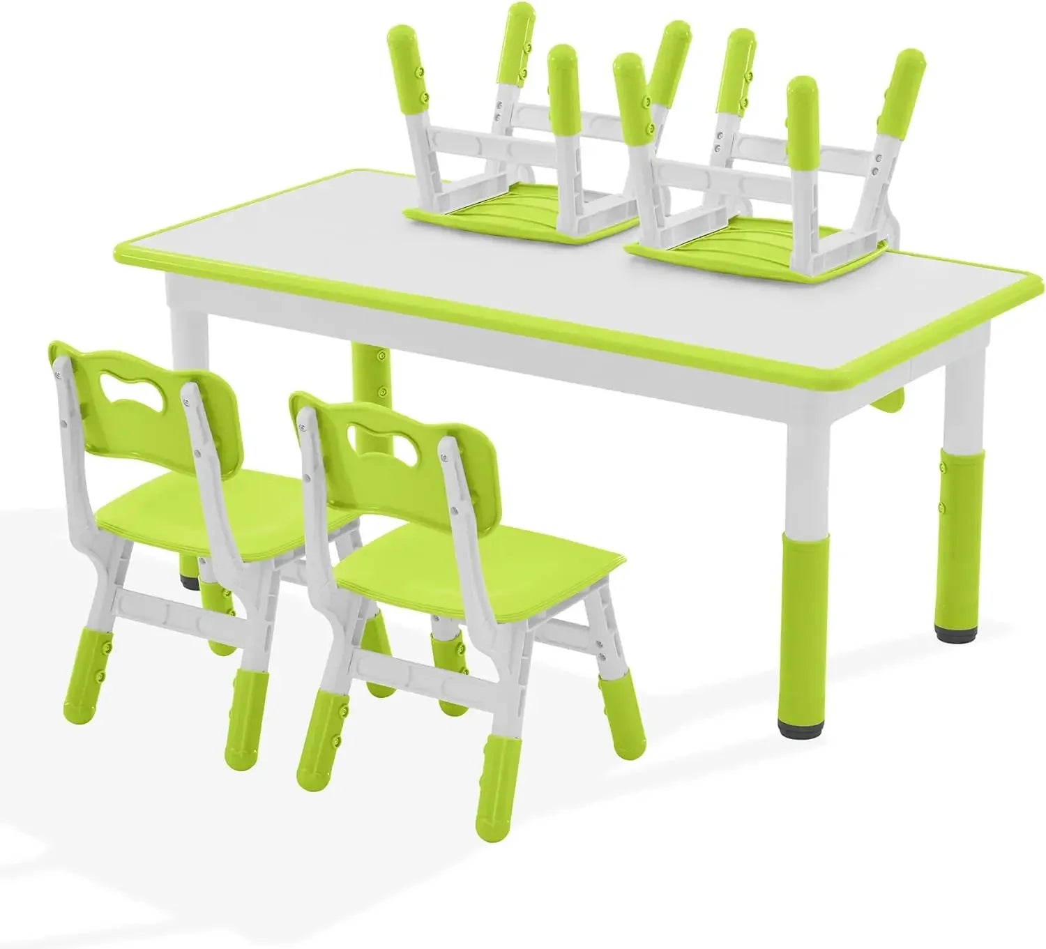 Kids Table and 4 Chairs SetHeight Adjustable Toddler Table and Chair SetKids Furniture Graffiti Table Study Desk Seat Set