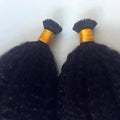 YL 20inch Kinky Straight I Tip Hair Extensions 100% Human Hair  I Tips Natural Black 100 Gram