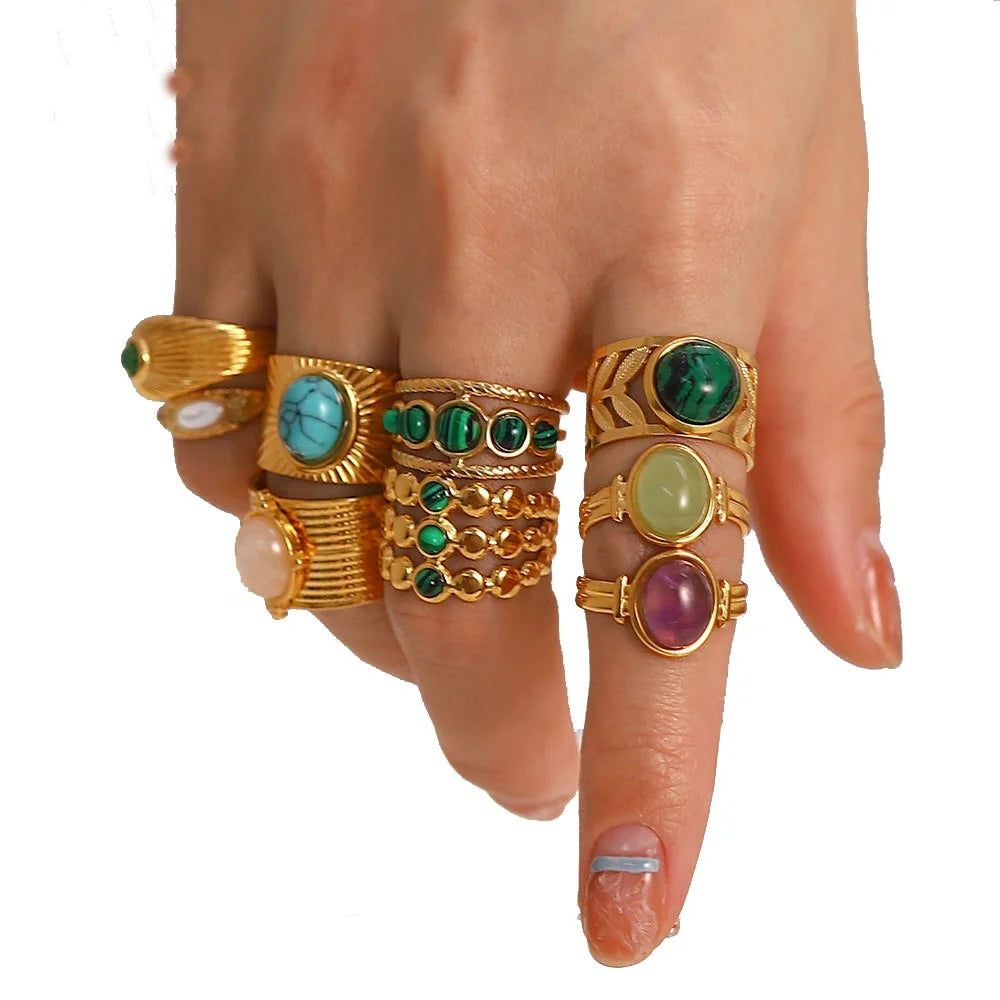 Women Geometric Open 18K Gold-plated Adjustable Jewelry Stackable Ring