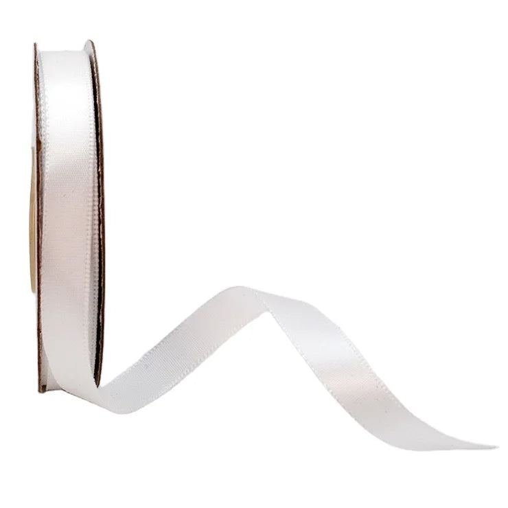 Wholesale 100% Polyester Single Face White Satin Ribbon 9mm Width 100 Yards Roll for Decorations