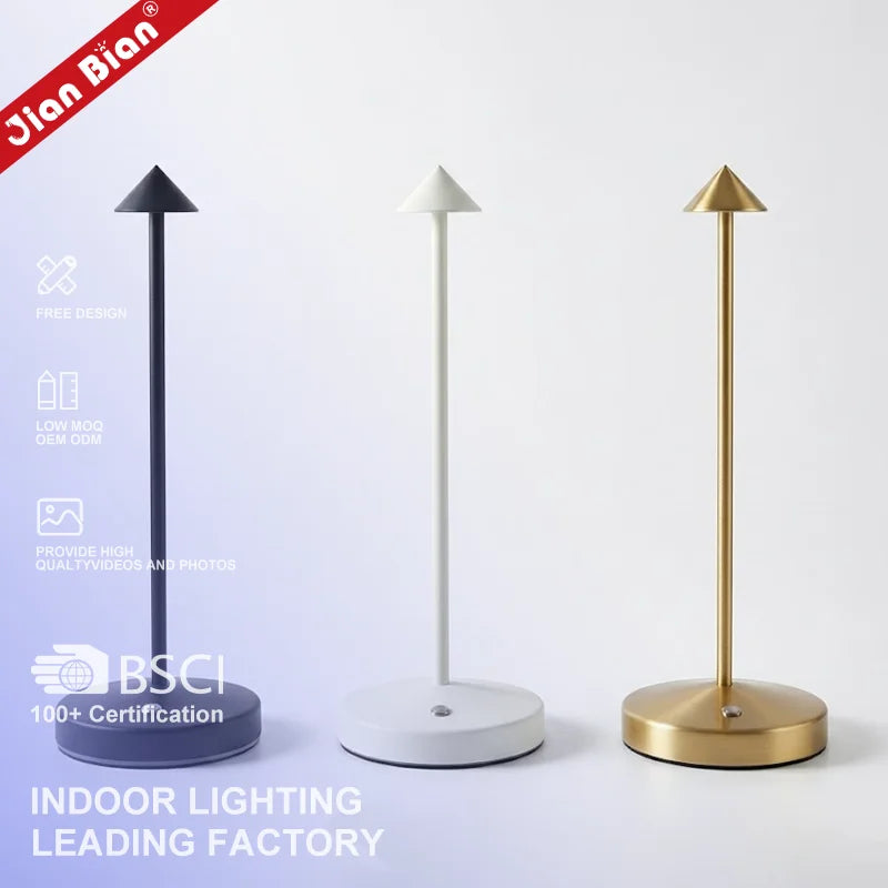 Small Arrow Design Hotel Dimmable Wireless Lamp Portable Battery Operated Cordless Rechargeable Restaurant LED Table Lamp Luxury