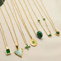 Emerald Fashion Titanium Steel Necklace Female Ins Fashion Simple Stainless Steel Green Zircon Clavicle Chain Necklace