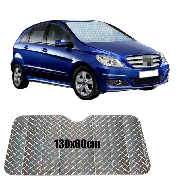 Factory Price Car Sun Shade Protector 130x60cm Auto Front Window Sunshade Covers UV Block Reflective Visor Windshield