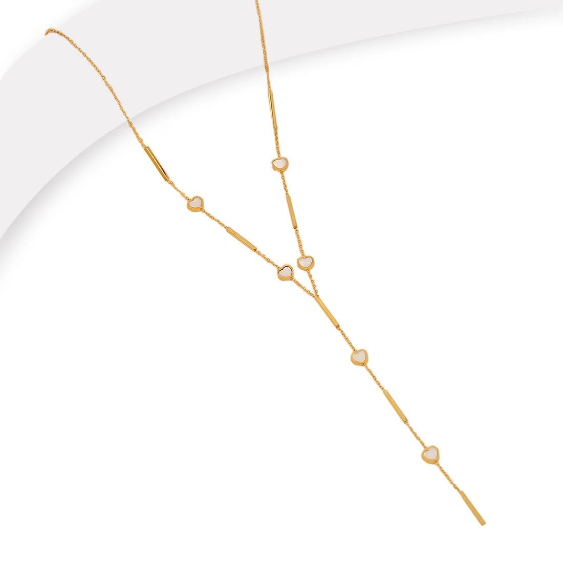 Fatingna Trendy Style 18K Gold Plated Stainless Steel Necklace with Cubic Zirconia Geometric Y Shape Link Chain-for Parties