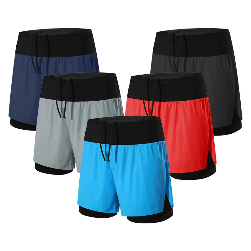 Summer New Men's Shorts Breathable Fast-Drying Back Waist Zip Pocket Running Sports Shorts