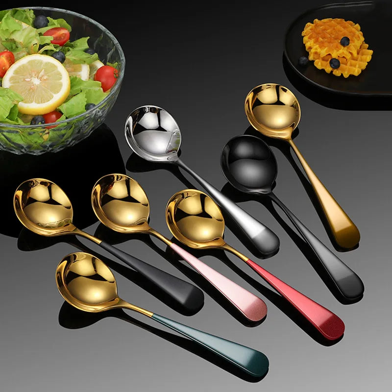 Disposable 18/8 Stainless Steel Rose Gold Round Spoon for Party Dessert Gift Promotion