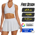 Custom Logo Comfortable Mini Short Skirt Set Polar Neck Sports Tank Top Pockets Pleated Tennis Skirt Activewear Gym Workout Sets