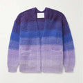Men's High Quality Knitwear Custom Mohair Cardigan Fashionable Tie-Dye Striped V-Neck OEM Chinky Brushed Colorful Pink Winter