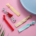 50 Packs 5 Hair Ties Bracelet Fruits Cherry Stripe Elastic Hair Band With Tassel Pendants Jewelry Wristband Ponytail Holder