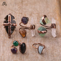 Wholesale Vintage Style Natural Stone Gemstone Rings Open Crystal Healing Jewelry