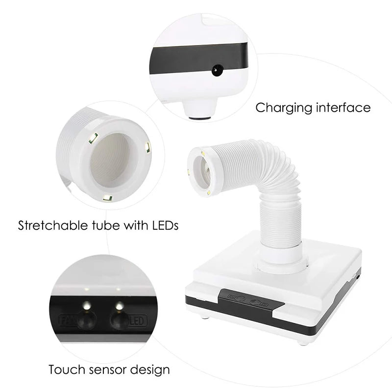 60W Super Suction Nail Dust Collector and 2 Reusable Filters Vacuum Dust Fan for Acrylic Nails